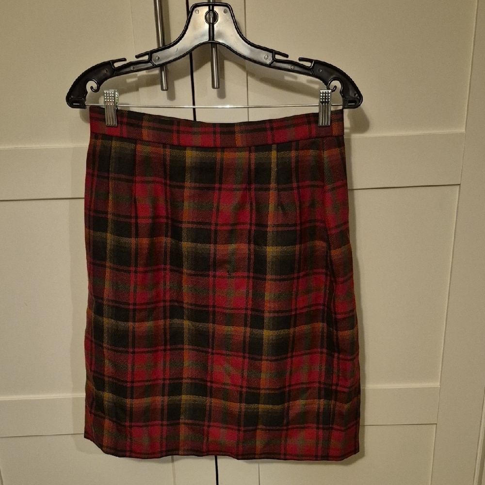 Archie Brown & Sons Vintage Plaid Red Women's Wool Skirt Euc Sz 14
